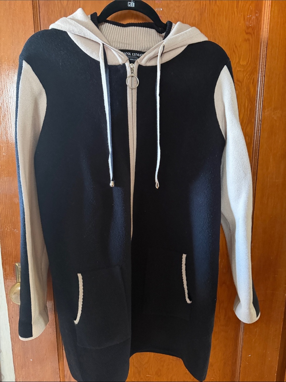 Frank lyman Black and Cream Hooded Zip Sweater Jacket